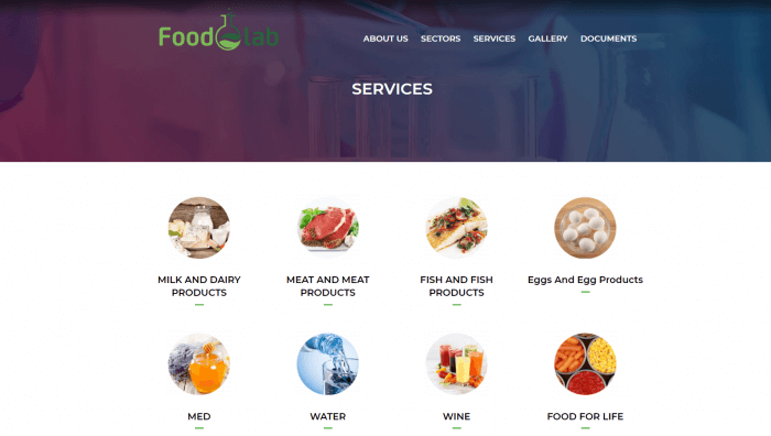 laboratory Foodlab services screenshot